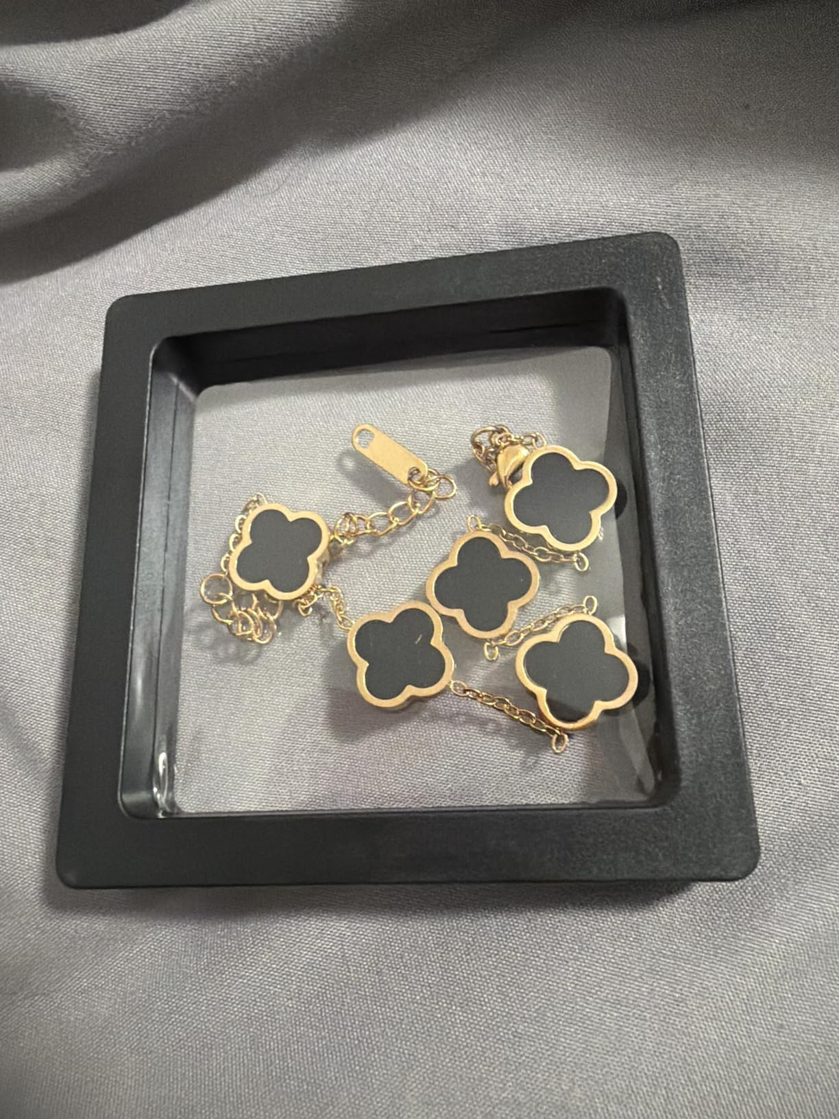 18K Gold Plated Clover Lucky Bracelet for Women White/Black/Red/Green Flower Four Leaf Link Brace... | Amazon (US)