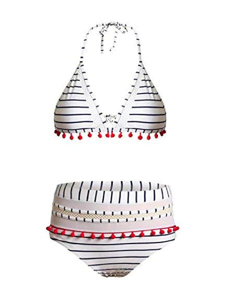 'Erwina' Striped Pom Pom Bikini | Goodnight Macaroon
