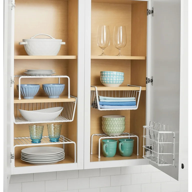Mainstays Wire 6-Piece Organizing Set, Cabinet and Pantry Organizers, White - Walmart.com | Walmart (US)