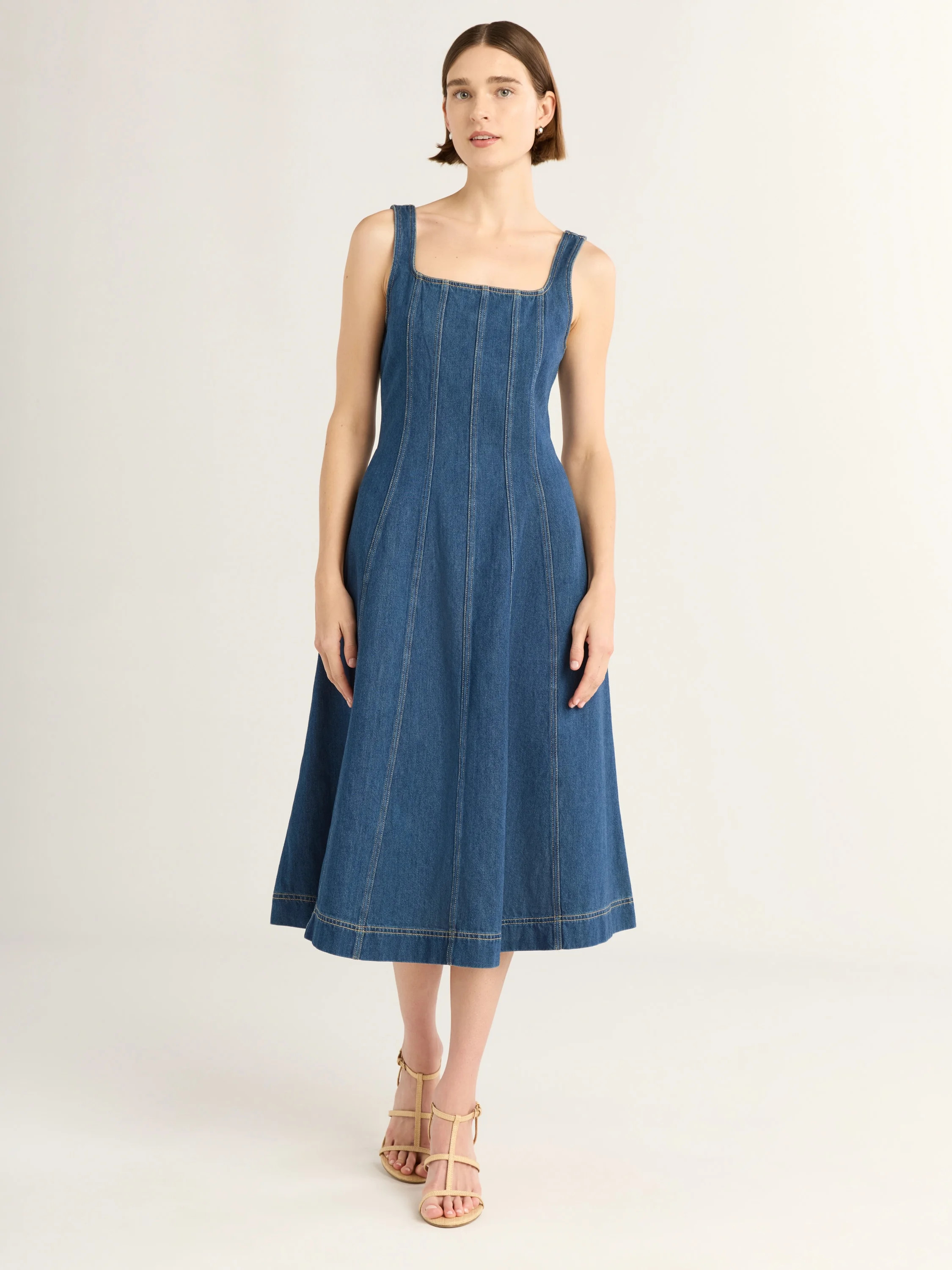 Free Assembly Women's Sleeveless Denim Panel Dress, Sizes XS-4X | Walmart (US)