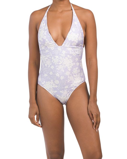 Halter Plunging V-neck One-piece Swimsuit | TJ Maxx