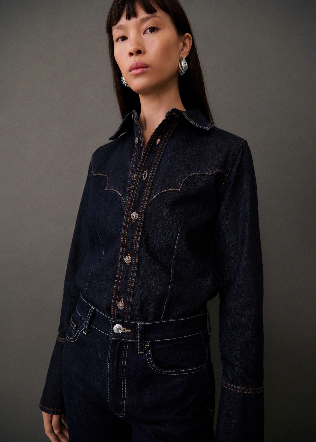 Denim shirt with seams | MANGO (US)