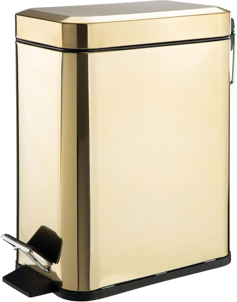 mDesign Pedal Waste Basket — Metal Waste Bin with Pedal, Lid and Plastic Bucket Insert — Perf... | Amazon (UK)