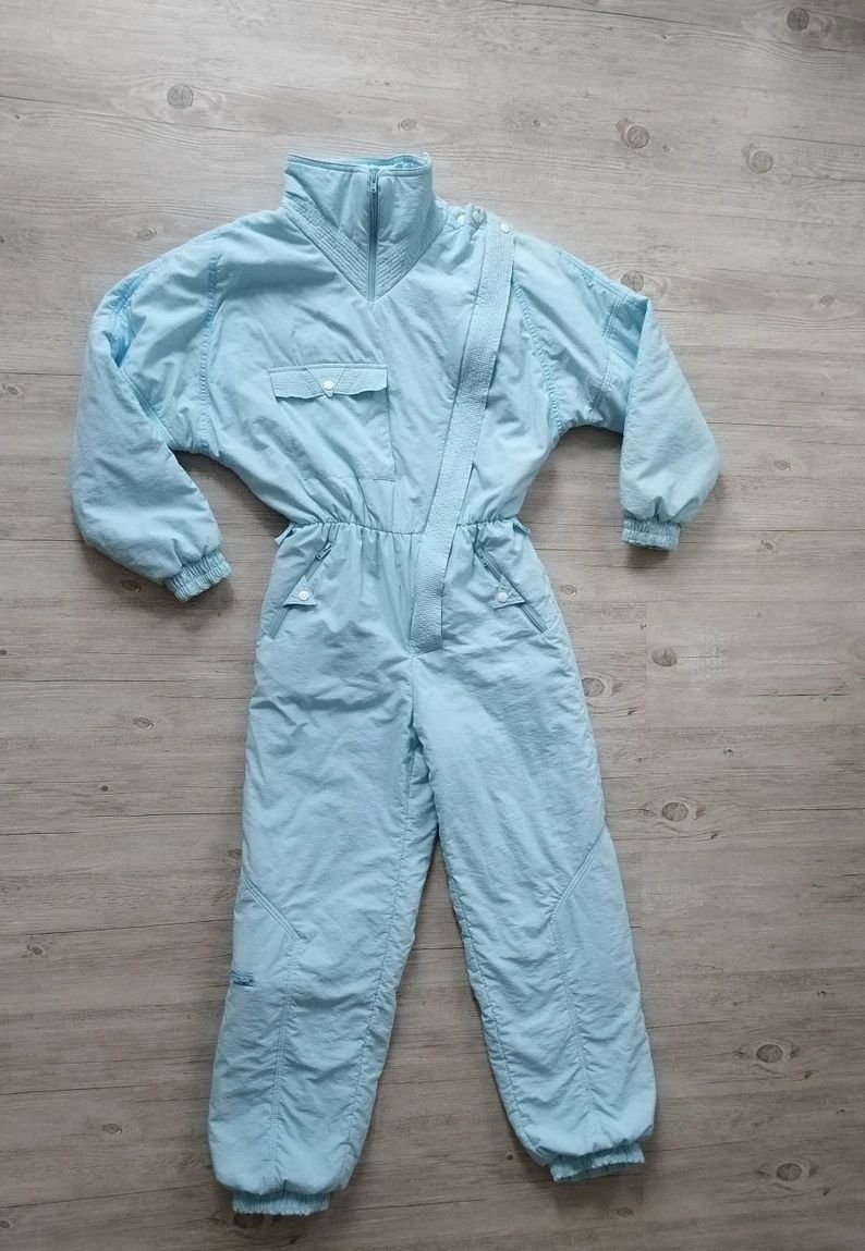 Ski Suit Vintage One Piece Ski Suit Women Ski Jumpsuit Light Blue Snow Coverall Suit Made in Finland | Etsy (US)