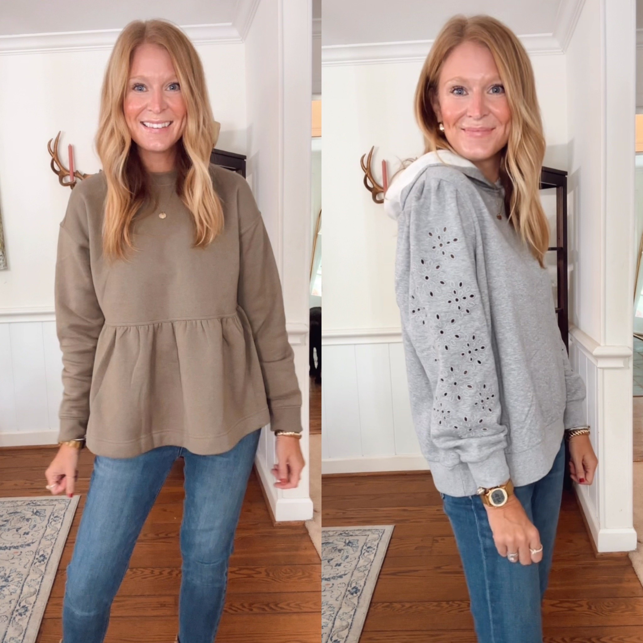 4 sweatshirts from Walmart you’ll want this fall! 
Peplum - size M
Eyelet - size L