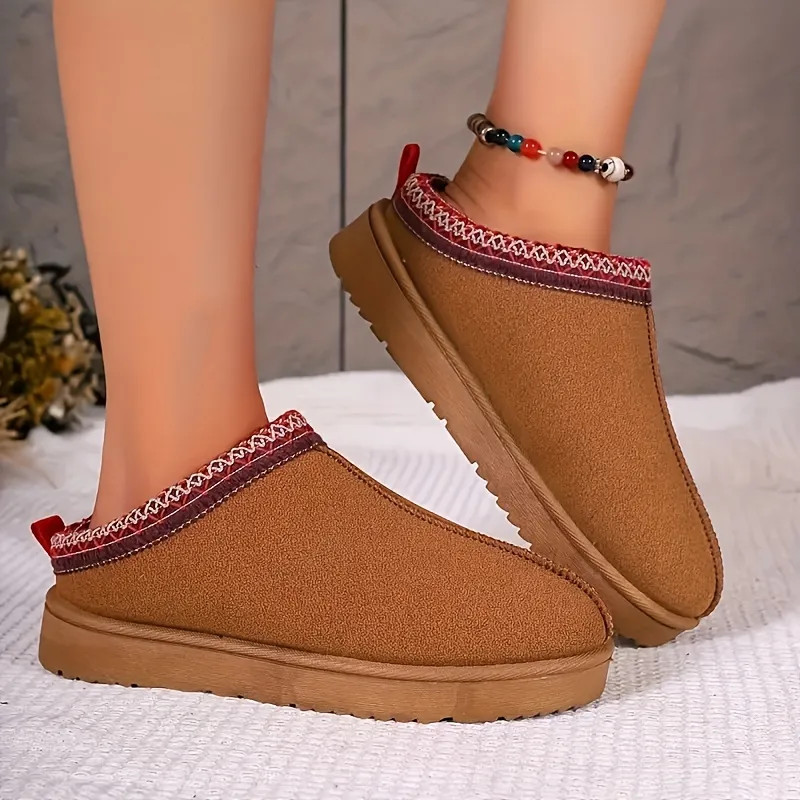 Women's Solid Color Fluffy Boots, Slip On Thermal Lined Platform Soft Sole Shoes, Winter Plush Ve... | Temu Affiliate Program