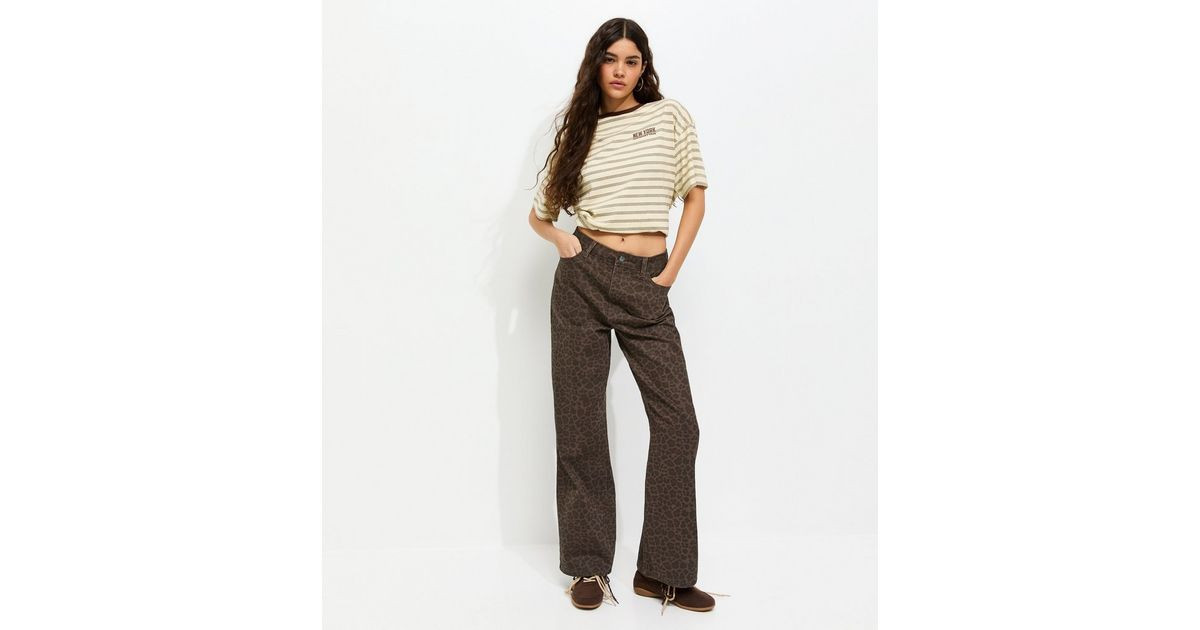 Brown Leopard Print Wide Leg Jeans | New Look | New Look (UK)