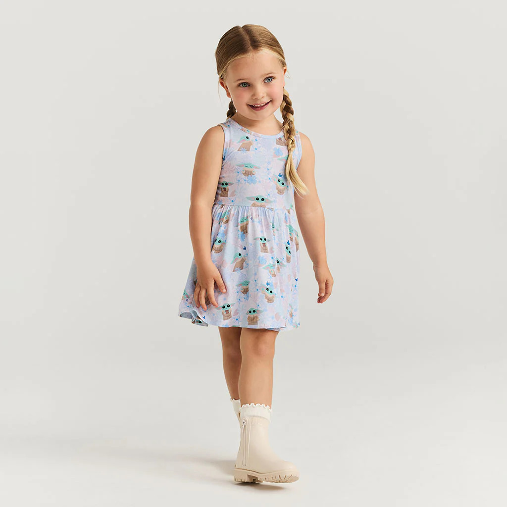 The Child White Racerback Girl Twirl Dress | Disney Star Wars\u2122 Grogu Garden | Posh Peanut