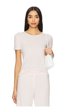 LESET Pointelle Slim Fit Tee in Petal from Revolve.com | Revolve Clothing (Global)
