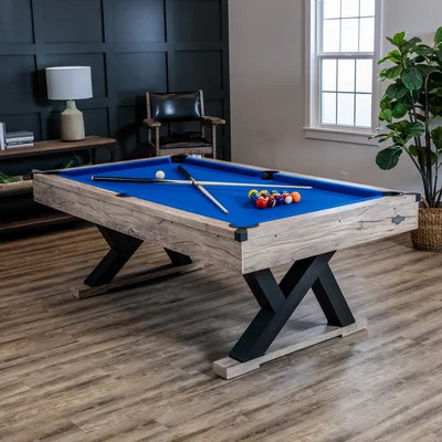 Kirkwood 90" Pool Table - Antique Gray Finish with Rustic, Modern Design with K-Leg Construction | Wayfair North America