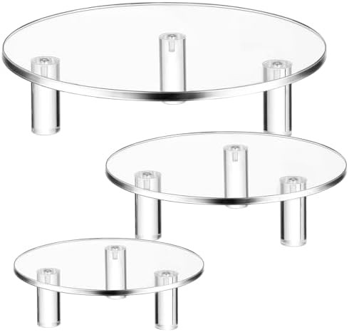 3 Pcs Round Acrylic Display Riser Clear Round Stands Clear Pedestal Riser Board for Cake Plant De... | Amazon (US)