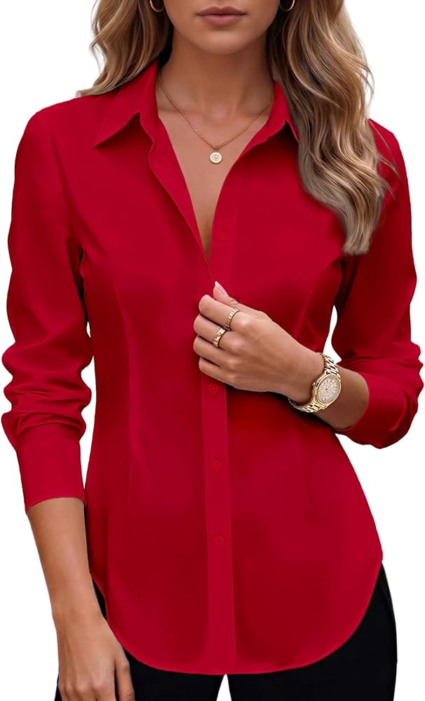 Zeagoo Women's Button Down Shirts Long Sleeve Business Casual Blouses Tops | Amazon (US)