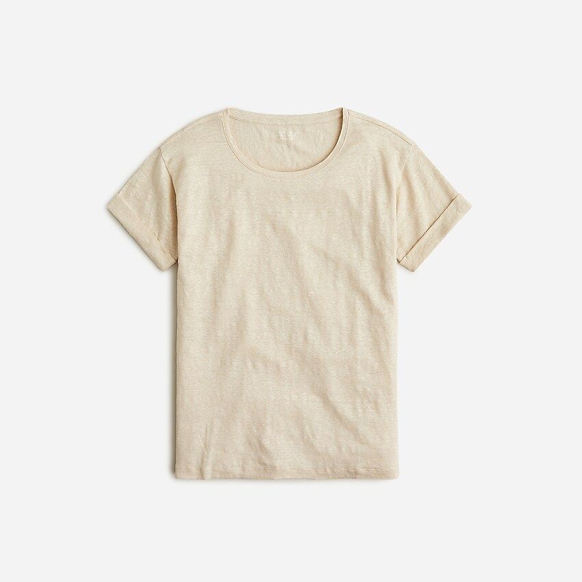 Linen roll-cuff crewneck T-shirt | J.Crew US