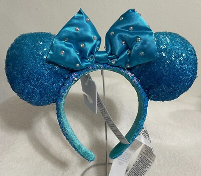 Disney Parks Blue Aqua Sequin Minnie Mouse Ears Headband 2022 New | eBay US