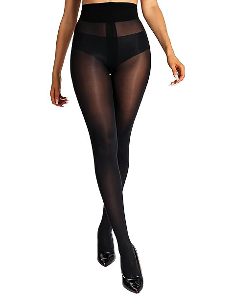 LUCKMEEY Tights for Women – Rip-Resistant 40D Black Semi Opaque High Waist Control Top Pantyhos... | Amazon (US)