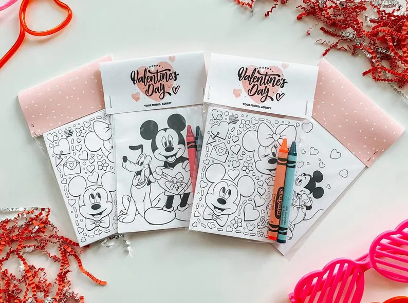 Mouse Valentines mini coloring sheets with crayons, Classroom Valentine favors, Custom Coloring V... | Etsy (US)