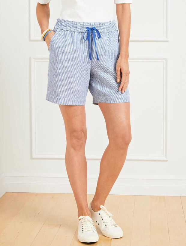 Washed Linen Shorts - Billy Stripe | Talbots