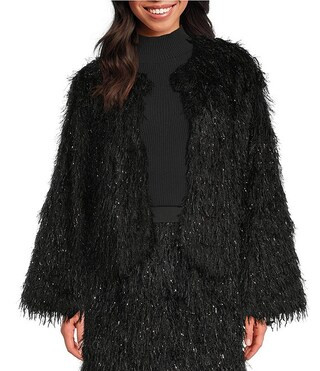Sugarlips Himari Coordinating Crew Neck Long Sleeve Metallic Fringe Jacket | Dillard's | Dillard's