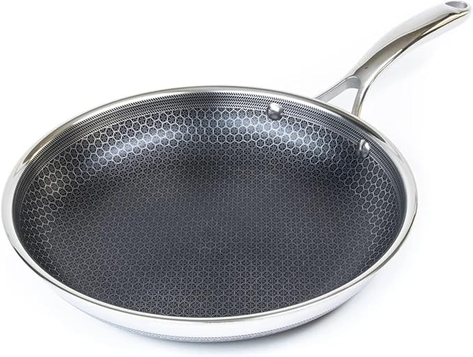 HexClad 10 Inch Hybrid Stainless Steel Frying Pan with Stay Cool Handle PFOA Free, Dishwasher and... | Amazon (US)