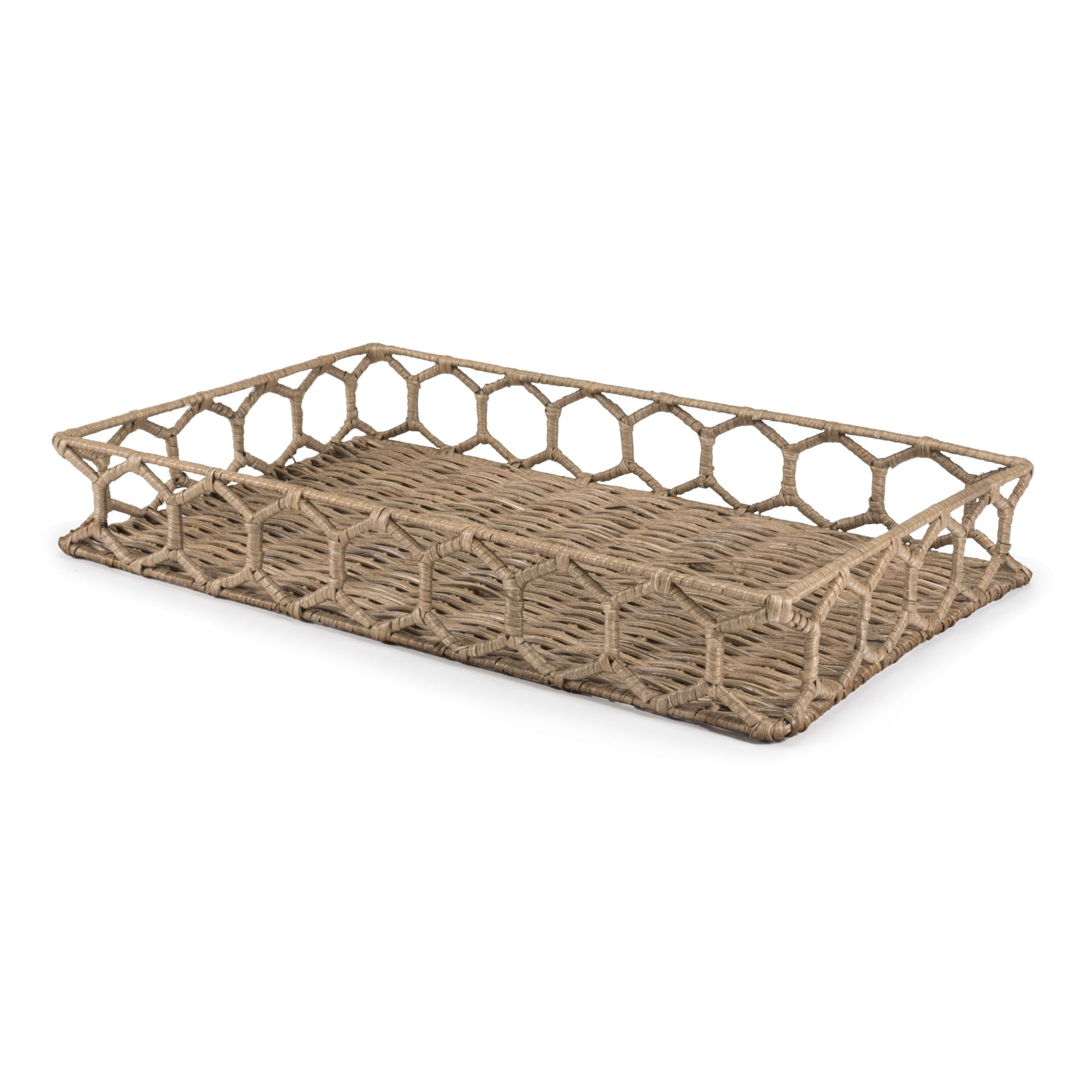 happimess TRY1001A Honeycomb 19.75" Rustic Bohemian Hand-Woven Rattan Tray for Storage,Decoration... | Amazon (US)