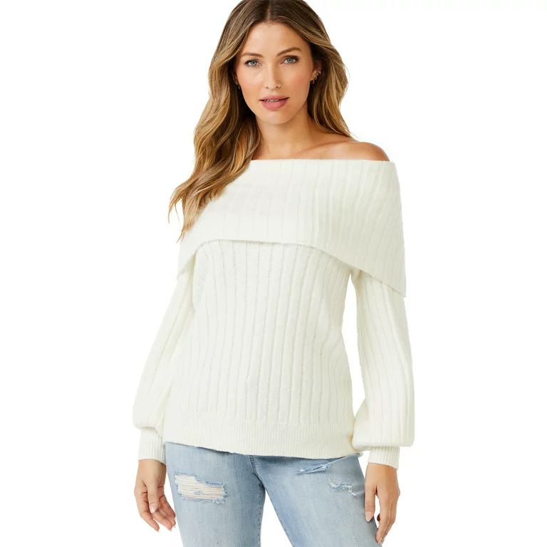 Sofia Jeans by Sofia Vergara Women's Cozy Off-the-Shoulder Sweater | Walmart (US)