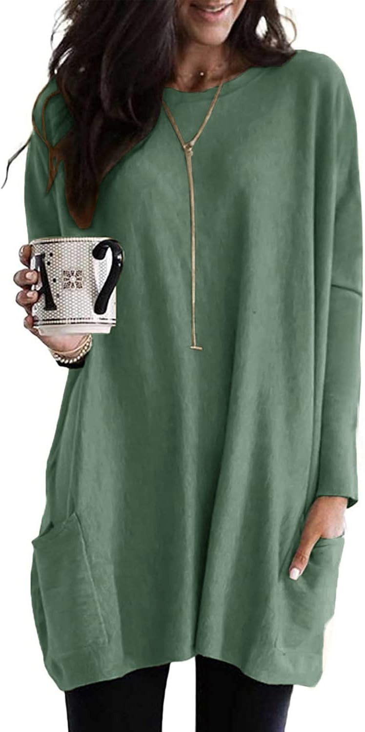 SENSERISE Womens Long Sleeve/Short Sleeve Long Tunic Tops for Leggings with Pockets Casual Long T... | Amazon (US)