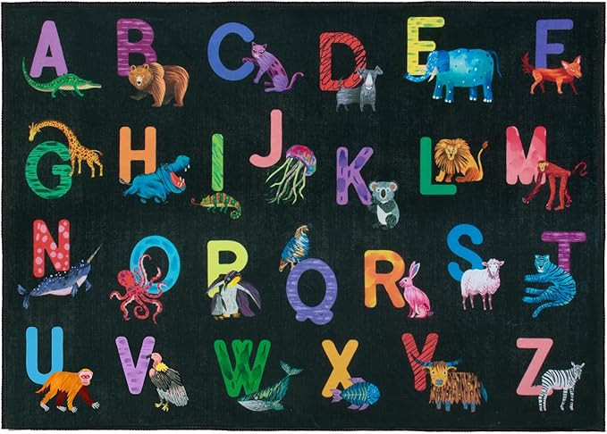 Classroom Rug Elementary Colorful Alphabet Kids Rugs for Playroom Machine Washable Nursery Rugs f... | Amazon (US)