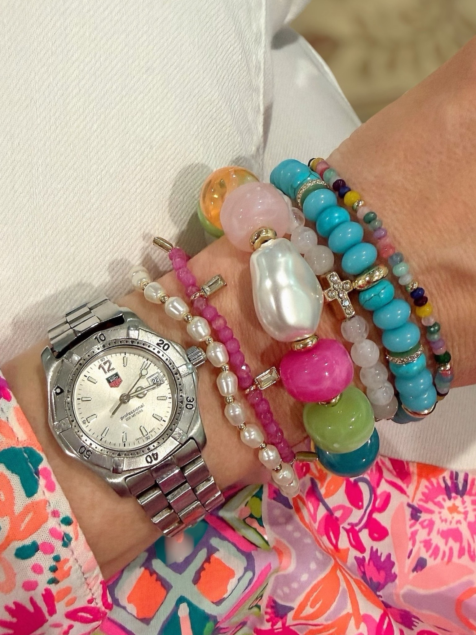 Colorful Summer Arm Candy 💖🩵✨

Stacking all the bright beads, pearls, and fun pops of color for the prettiest summer wrist stack! Loving these playful bracelets paired with my favorite watch for an easy colorful accessory moment. 🌴🌸

Bright beaded bracelets, pearl details, colorful summer jewelry, stackable bracelets, and fun accessories to elevate any preppy summer outfit 💕🩵🌺

#LTKOver40 #LTKSeasonal #LTKootd