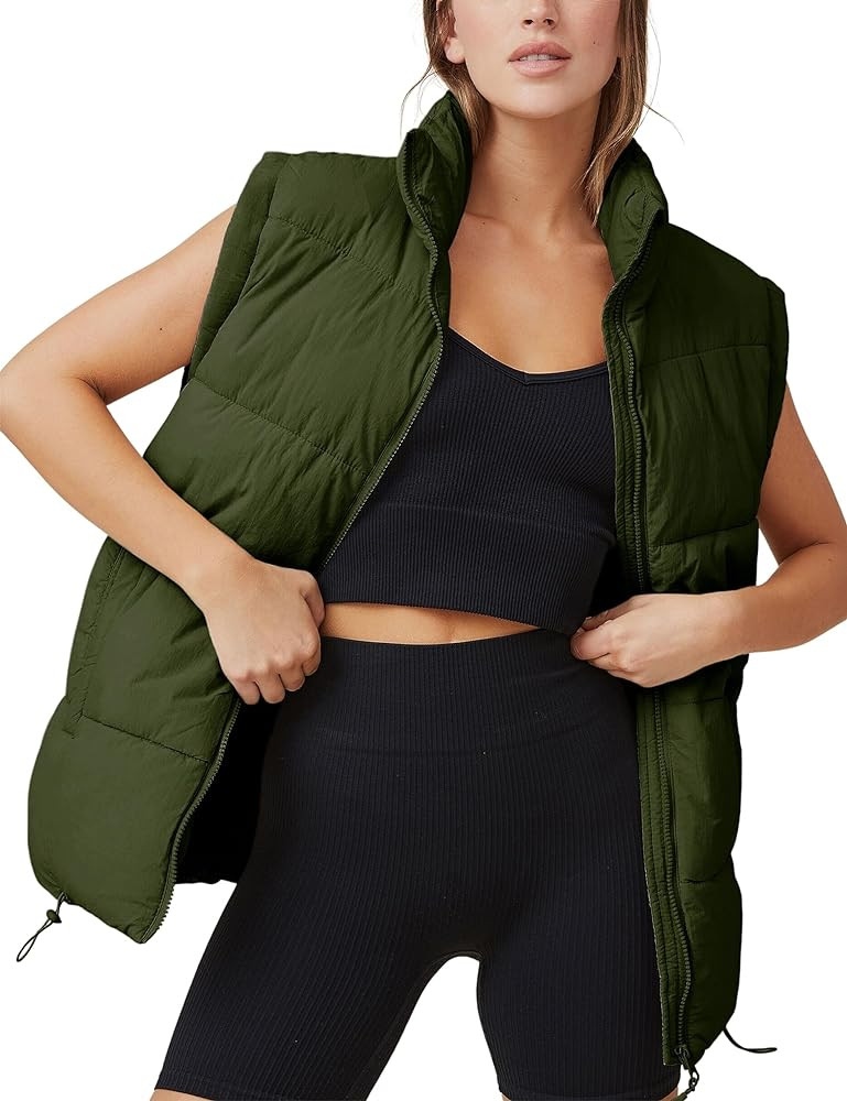 Xiaoxuemeng Womens Puffer Vest Collared Sleeveless Zip Up Padded Gilet Jacket Outwear | Amazon (US)