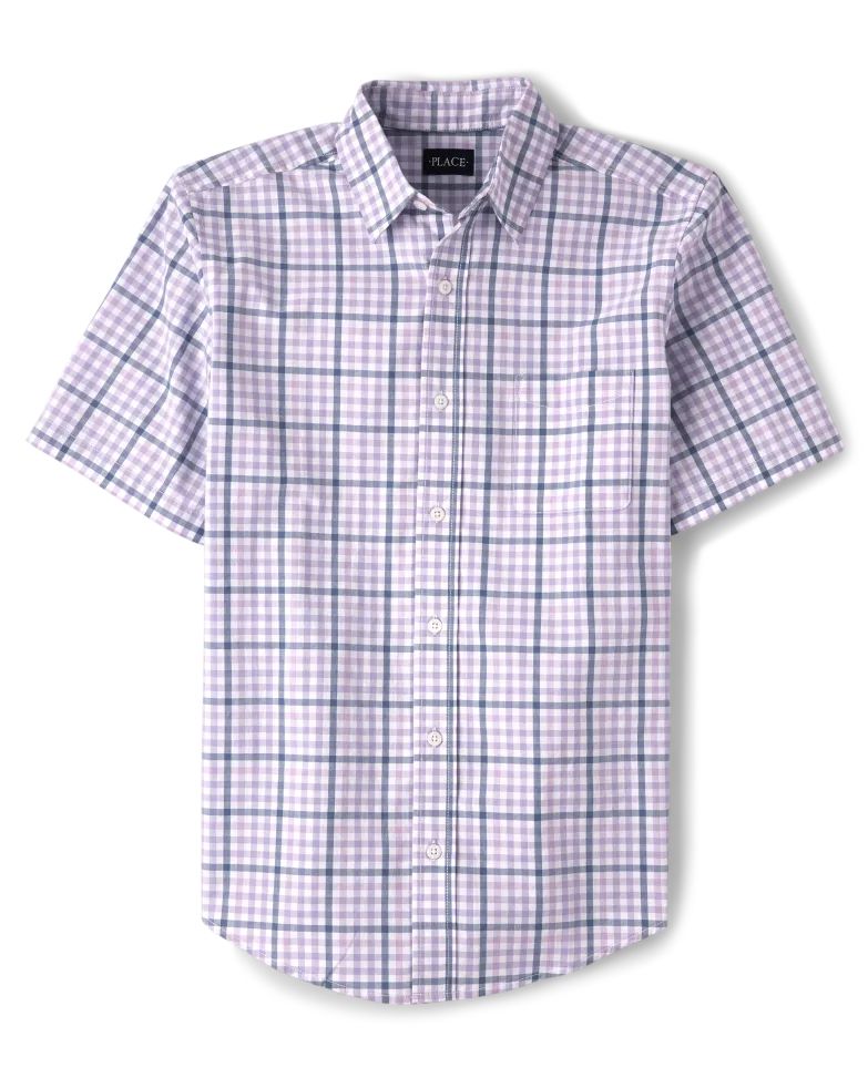 Mens Dad And Me Gingham Poplin Button Down Shirt - petal purple | The Children's Place