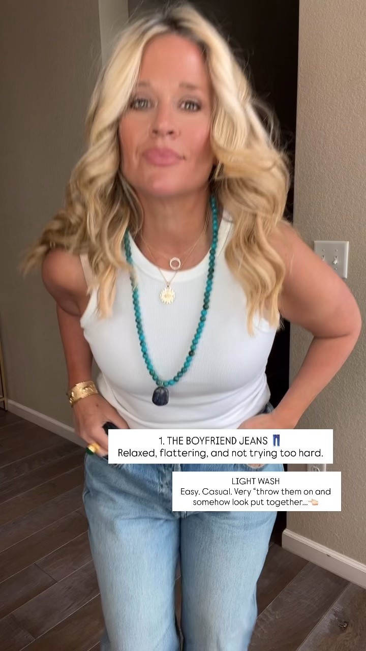 ✨Tap the bell, save and ❤️ start here over 40 fashion, midlife style, midsize fashion and luxury looks for less.  

⬇️Sizing information:
1. Boyfriend jeans 12 tts (size up if in between sizes.) 
2. Barrel jeans 14 size one full size up for relaxed fit
3. Henley large (size up if in between sizes.)
4. Cardigan large (size up if in between sizes.)
5. Boho blouse medium (size down if in between sizes.) 

Don’t buy random Labor Day sale things just because they’re marked down. 😂

I narrowed it down to the pieces I’d actually buy: flattering, wearable, belly-friendly, anti-frumpy, and all Outfit Physics™ approved.

Think boyfriend jeans, barrel jeans, easy fall tops, polished layers, and expensive-looking comfort ... all under $50.

👑 Helping you look good, feel good.-Lindsey Denver   

Check back daily for belly-friendly style, confidence, and Outfit Physics™.

#LTKOver40 #LTKPlusSize #LTKMidsize

Comment SHOP below to receive a DM with the link to this post on my LTK ⬇ https://liketk.it/6mNwN
