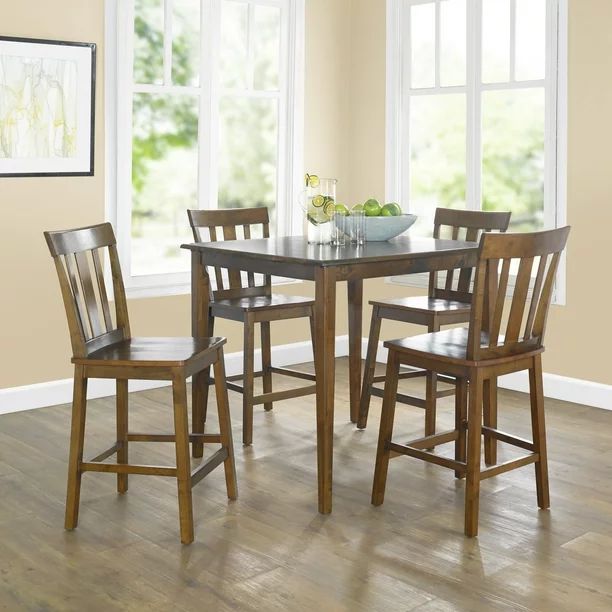 Mainstays 5 Piece Mission Counter Height Dining Set, Including Table & 4 Chairs, Cherry Color, Se... | Walmart (US)