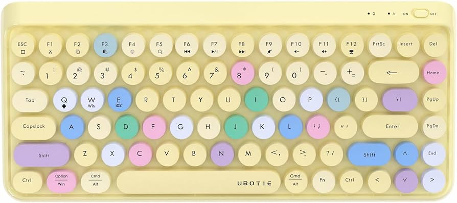 UBOTIE Portable Bluetooth Colorful Computer Keyboards, Wireless Mini Compact Retro Typewriter Fle... | Amazon (US)