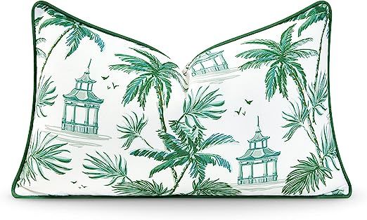 Hofdeco Premium Coastal Patio Indoor Outdoor Lumbar Pillow Cover Only, 12"x20" Water Resistant fo... | Amazon (US)