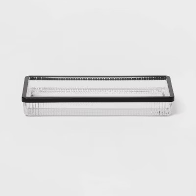 Ribbed Glass Tray Black - Threshold™ | Target