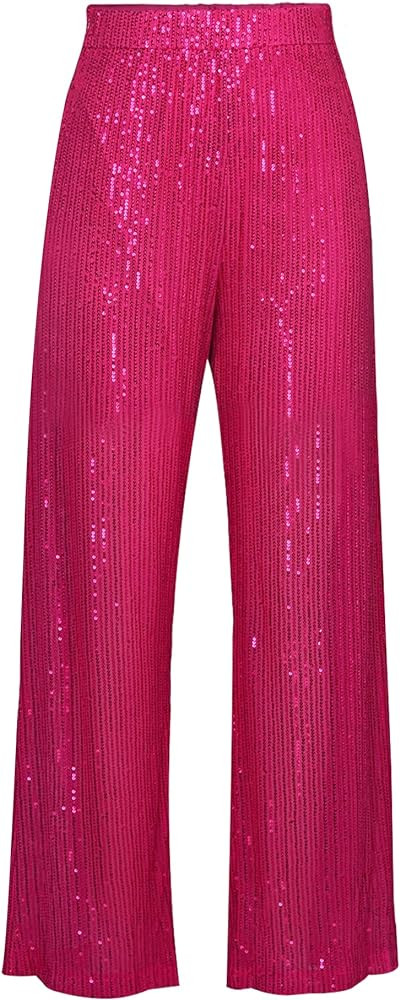 Women Sparkle Outfits Sequin Long Sleeve Blouse Shirt Top Glitter Long Loose Pants Bling Party Cl... | Amazon (US)