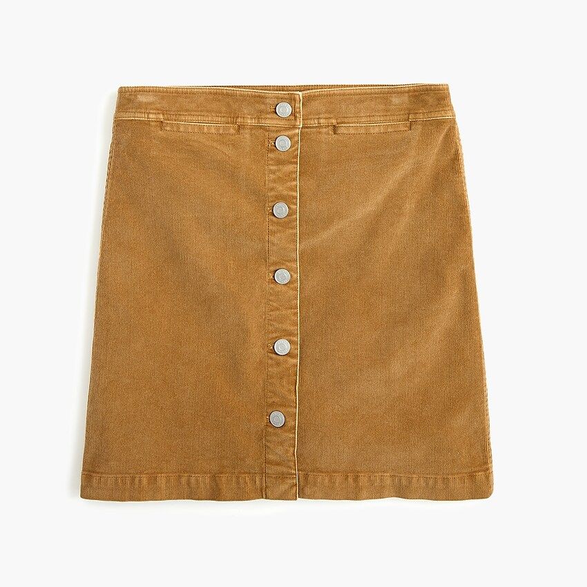 Garment-dyed button-front mini skirt in corduroy | J.Crew US