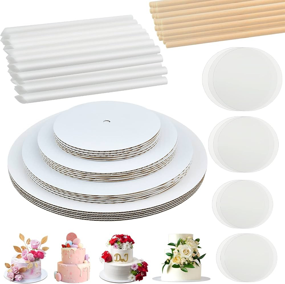 230PCS Cake Boards Tiering Kit, 12 Inch,10 Inch, 8 Inch, 6 Inch Cake Cardboard Rounds, Parchment ... | Amazon (US)
