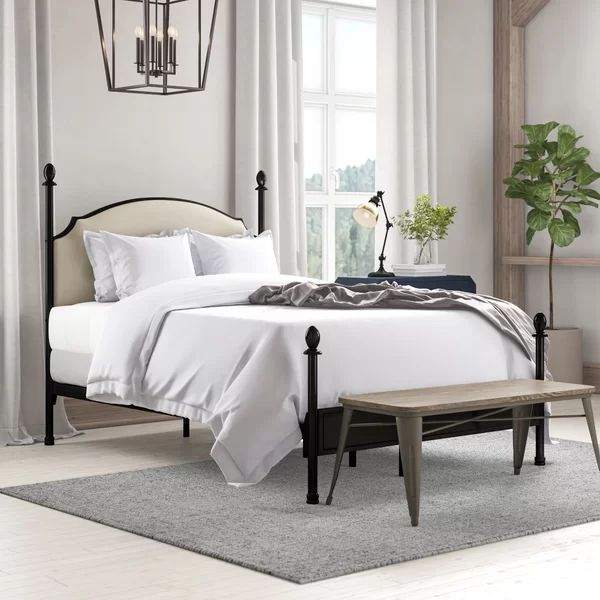 Blakesburg Upholstered Metal Four Poster Bed | Wayfair North America