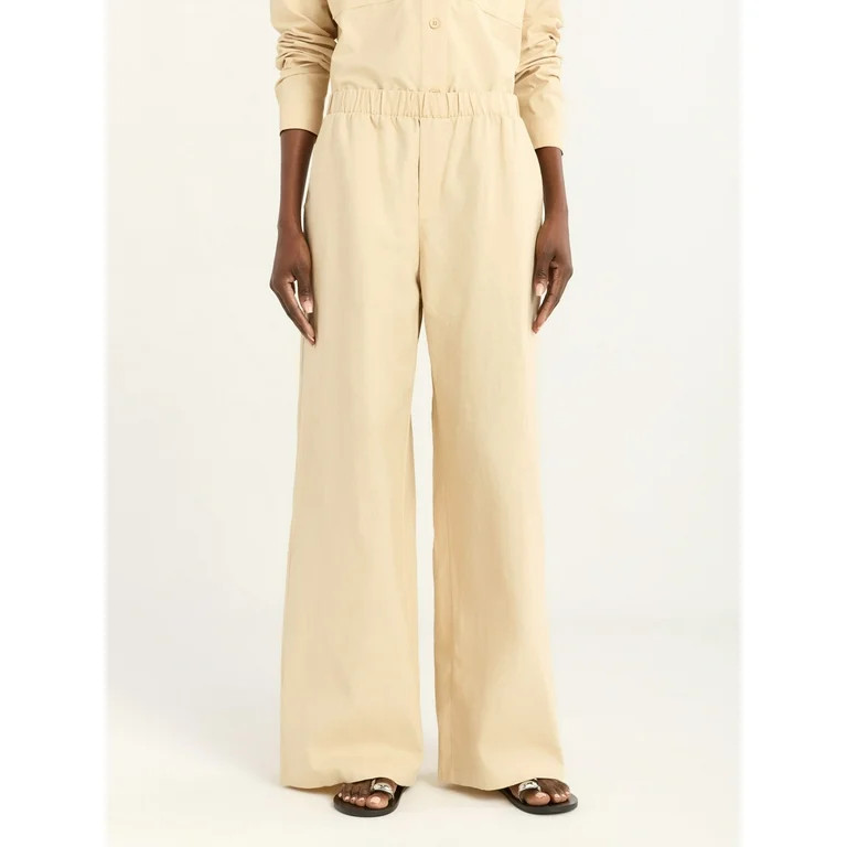 Scoop Women's Linen Blend Wide Leg Pants, 32" Inseam, Sizes XS-4X | Walmart (US)