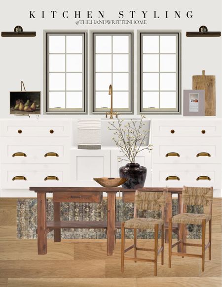 Kitchen Design. Working on updates for our own kitchen these are some of the elements I’m looking to incorporate.

Brass cabinet hardware
Antique brass cabinet pull
Unlacquered brass kitchen bridge faucet
Woven bar stools
Kitchen runner
Amber interiors
Bread board
White farmhouse sink
Mijiu jar
Spring branches


#LTKhome #LTKSeasonal #LTKsalealert