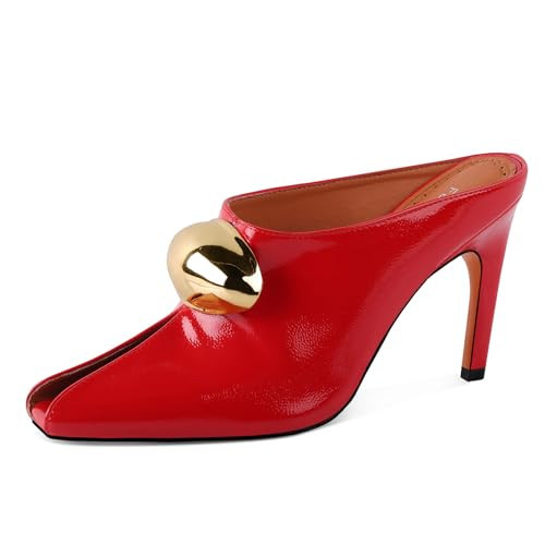 FancyQueen Peep Toe Mules for Women Stiletto Heels Mule Sandals Shoes Slip On Pointed Toe Open Toe Mules Comfortable for Office Parties Wedding | Amazon (US)