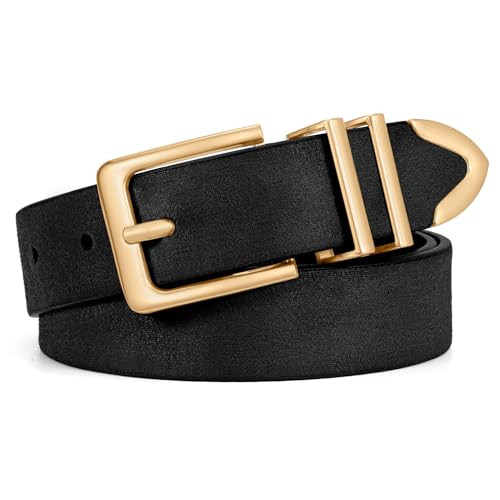 WHIPPY Women Suede Belt with Gold Buckle Fashion Laides Casual Waist Belt for Jeans Pants | Amazon (US)