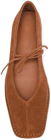 Lace up Ballet Flats Women Square Toe Mary Jane Flats Bow Slip On Comfortable Ballerina Shoes | Amazon (US)