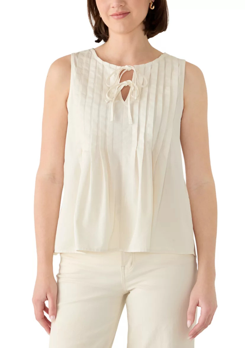 Women's Sleeveless Pleated Tie Front Top | Belk