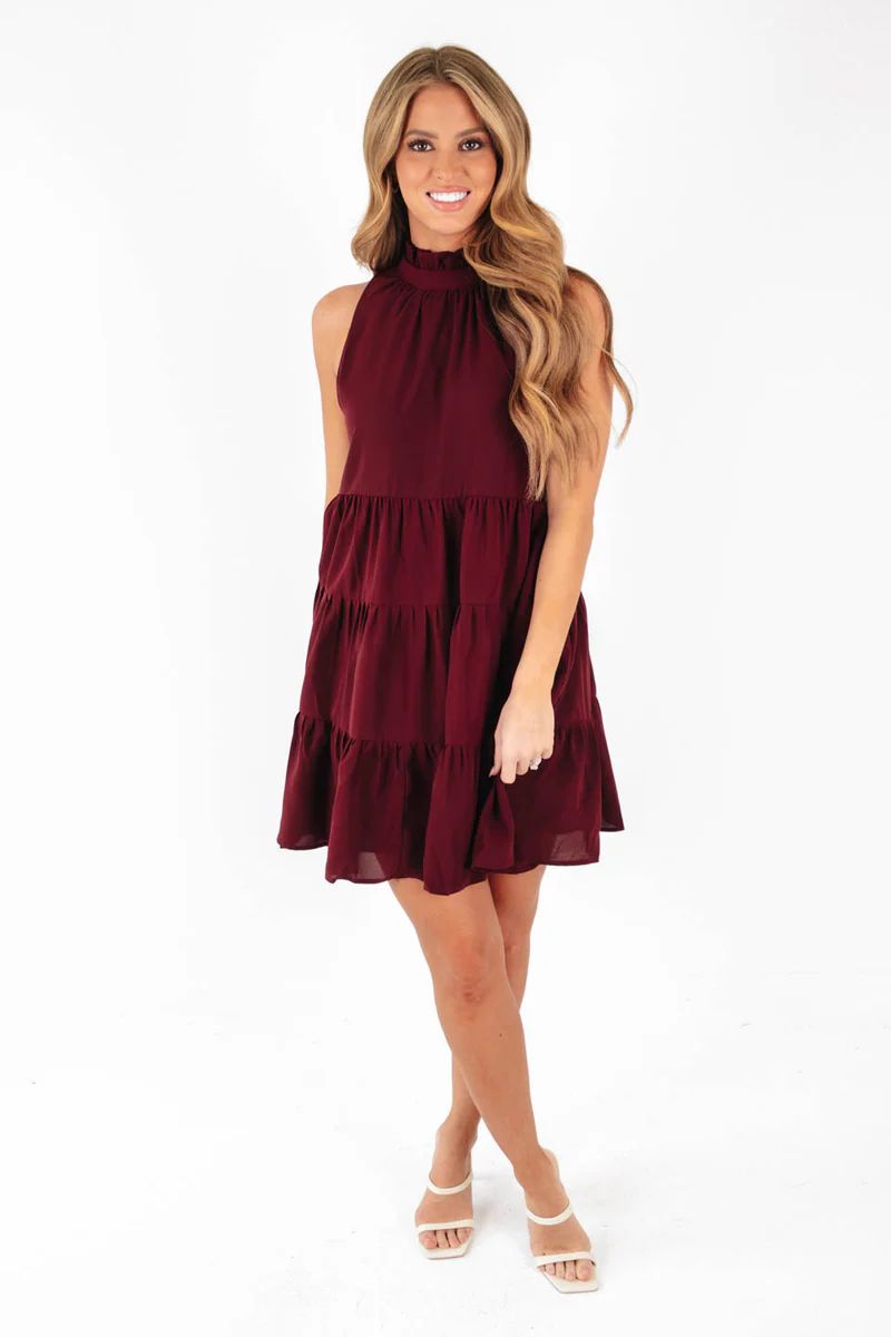 Twirl Around Dress -  Burgundy | The Impeccable Pig