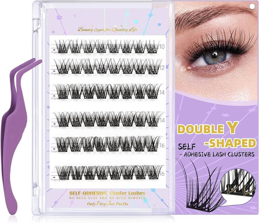Self Adhesive Eyelashes 48PCS Self Adhesive Lashes Pre-Glued Cluster Lashes D Curl No Glue Eyelas... | Amazon (US)