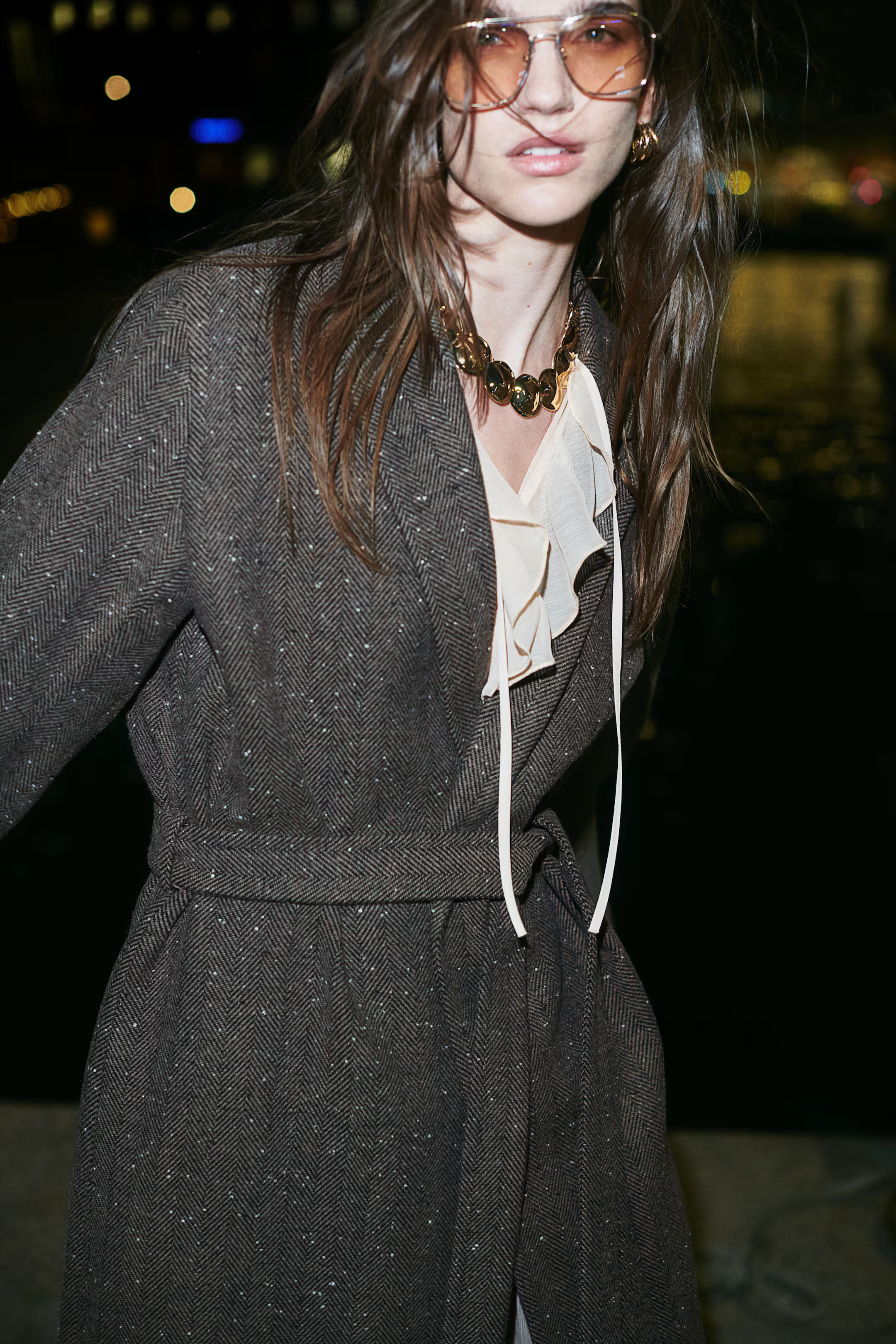 Brushed-Finish Tie-Belt Coat - Beige - Ladies | H&M US | H&M (US + CA)