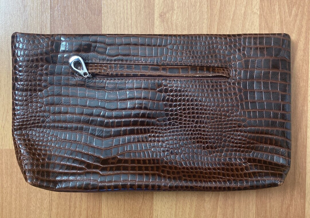 Vintage Bags by Pinky Brown Croc Embossed Leather Evening Clutch Bag Purse Made in Miami Florida ... | Etsy (US)