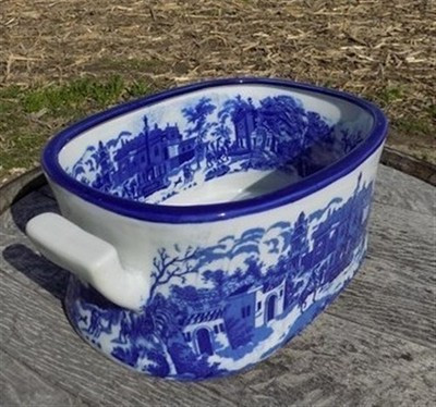 Chinese Porcelain Foot Bath, Blue White Cityscape Chinoiserie Decor A7M | eBay | eBay US